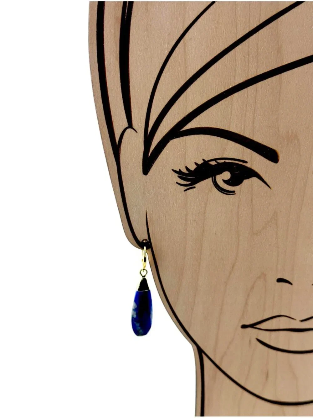 Lapis Lazuli Teardrop Earrings Gold Filled Hoops Blue Gemstone Dangle 1.75" - Picture 5 of 11